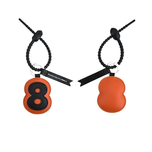 MC Fashion 0-9 Lucky Number PU Leather Keychain Holder, Fashionable & Versatile Bag Accessory Charm (8)