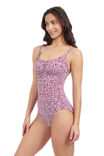 Gottex Plume Women’s Diamond Print Scoop Neck One-Piece Swimsuit with Shirred Bust, Soft Cups, and Back Lining2