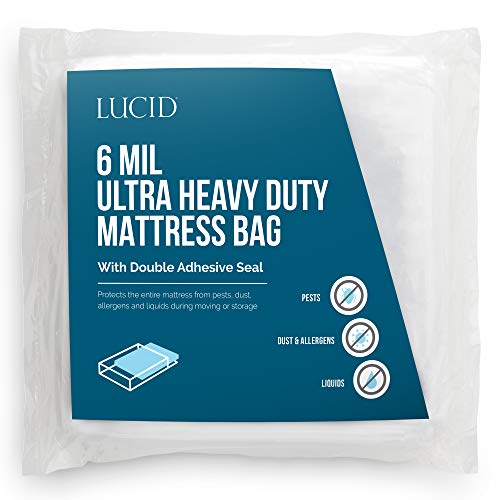 LUCID, Storage or Disposal 6 Mil Ultra Heavy Duty Mattress Bag for Moving