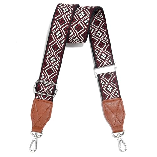 Image of Purse Strap,1.5 inch Leather End Shoulder Strap Adjustable Replacement,Retro Multi-Pattern Crossbody Bag Straps