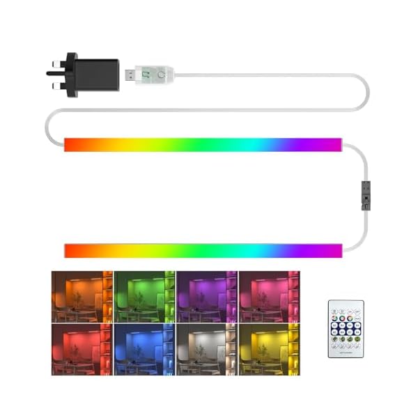 RGB LED Strip Light Bar, Ambient Gaming Lights, Under Monitor Light for Gaming Setup, Cabinet, Kitchen, Desk, Display, Dynamic Color, 12 Inch, 2 Pack