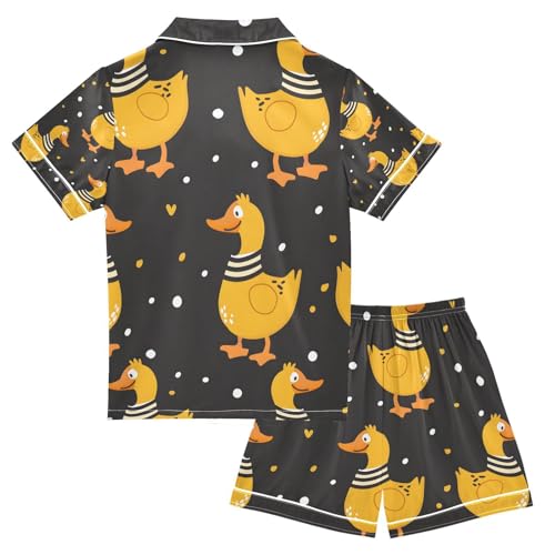 senya Duck with Scarf Satin Summer Pajama Sets Silk Short Sleeve Button Down Sleepwear2