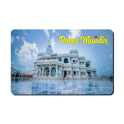 Image of Elegant Fridge Magnet with Themes |Rectangular Size Refrigerator Magnet with Magnetic Rubber Back | Pack of 1, 8.6cm X 5.4cm (Prem Mandir)