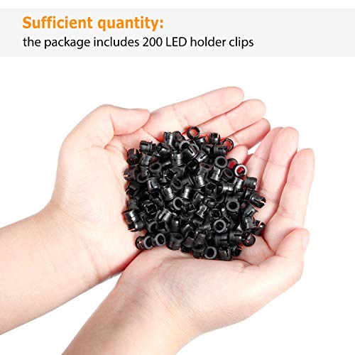 Mudder NM-MUDDER-0864 200 Pieces Black Plastic 5 Mm Led Holder Light Emitting Diode Holder Clip Display Panel Led Light Mounting Holders Bracket 5 Mm Lamp Bulb Socket Led Bezel Holder thumb #5