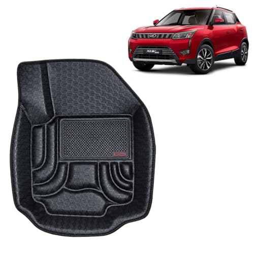 Image of OTO2EYE Car Floor Mat 4.5D Compatible for Mahindra XUV 300 (2019 Onwards) All Model, 100% Waterproof Tray Shape, Set of 3 Pieces, Top Notch PVC 4.5D Foot Mats, Washable, 1 Year Warranty