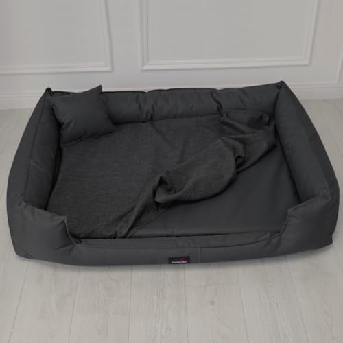 tierlando® Quick-Cover Maddox Basic Matratzenschoner für Hundebett und Hundematratze aus Polyester – rechteckiger, waschbarer Spannbettlakenbezug Größe: 100x70cm | Farbe: 02 Graphit
