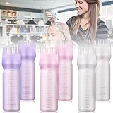 6 Pieces Root Comb Applicator Bottle, 4 Ounce Hair Color Applicator Bottle with Graduated Scale Hair Dye Bottle Applicator Brush for Salon Home Supplies
