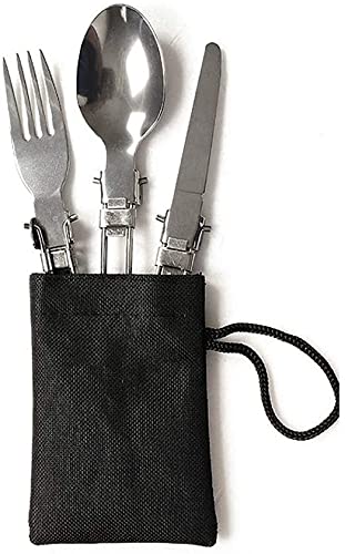 SveBake Juego de 3 cubiertos plegables de acero inoxidable con funda Cover