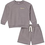 Modern Moments by Gerber Baby Boys' Long Sleeve Top and Shorts Set, Medium Grey, 18 Months