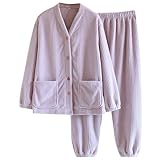 QJDFLL Pyjama, gemütlich, Korallenfleece, Dickes, warmes Langarmoberteil und Hose, mehrfarbige Loungewear zur Entspannung zu Hause(Lila,L)