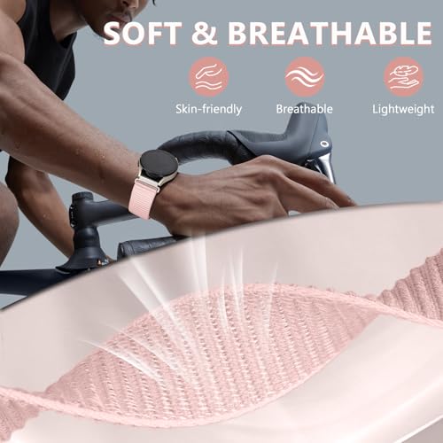 Image of 20mm Nylon Band for Samsung Galaxy Watch 7 /6 /5 /4 /FE 40mm 44mm /Classic 47mm | Galaxy Watch 4 classic Bands 47mm 43mm 46mm 42mm /5 pro 45mm /active 2,Fabric Wristband Sport Loop Correa Strap for Women Men