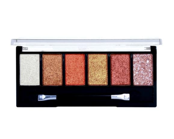 Sivanna Colors 6-Pan Shimmer Eyeshadow Palette, Pink and Gold Metallic Shades, Professional Makeup Kit with Dual-Ended Applicator-image-13