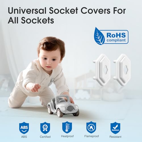 Miniatura 2 de Vinabo 20pcs Protector Enchufes Para Bebes Con 2 Llaves, Tapa De Enchufe Universal Para Seguridad Infantil, Protección De Enchufe Eléctrico Para Bebé Para El Hogar Blanco