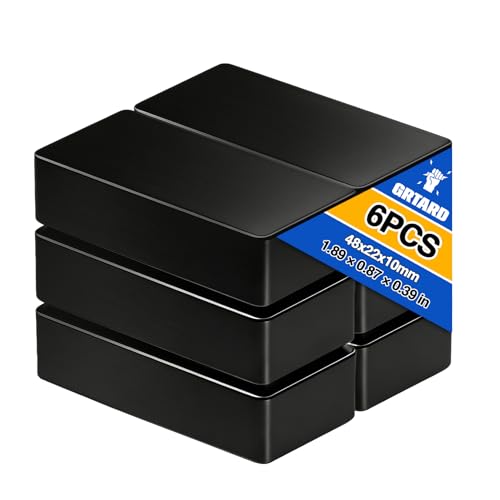 Image of Grtard Strong Ceramic Magnets 6 Pack, 1 7/8" x 7/8" x 3/8", High Heat & Corrosion Resistant, Heavy Duty Ferrite Magnet Blocks, Black Rectangular Magnets for Tools, Fridge, Mounting, Crafts, DIY