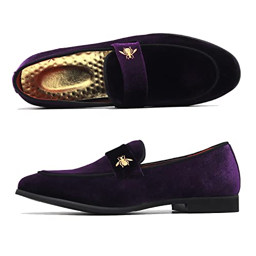 Image of FLQL Men's Luxury Penny Loafer Slip-On Velvet Shoes Party Dancing Shoes Suede Wedding Shoes Plus Size 7-13