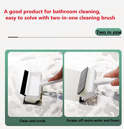 Image of Two-in-One Bathroom Cleaning Tool, Mirror, Toilet, Bathtub, Glass Door and Window Cleaning Supplies, 6pcs (1 Brush and 5 Replaceable Double-Sided Sponges) (Grey)