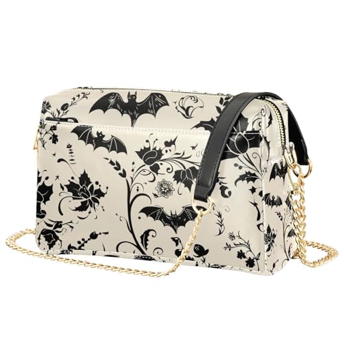 Bat Goth Crossbody Bags for Women Vegan Leather Purses Small Shoulder Handbags with Chain Strap