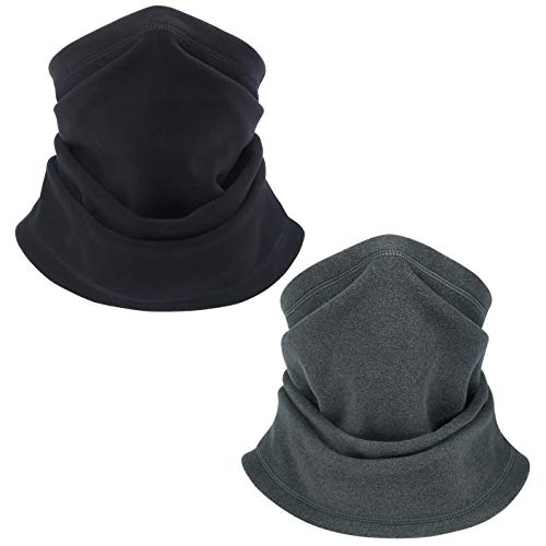 Attikee Winter Neck Gaiters, Neck Warmer (Black-Grey)