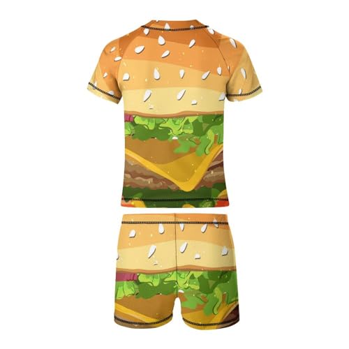 Cheeseburger Fast Food PatternChildren's Swimsuits Boys Two Piece Suit10-12Y（150cm）3