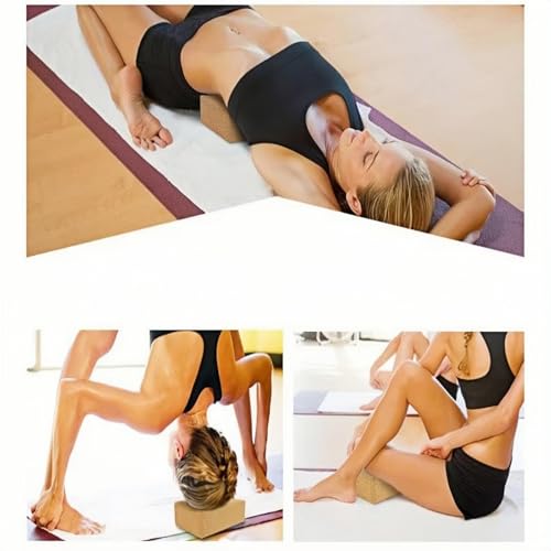 MBHKRRS Yoga Block - Fine-Grain Cork Block, Yoga Equipment, Home Gym Accessory, Pilates Tool, Lightweight for Travel, Extra Firm Workout Accessory with Comfortable Edges (Cork 1-pack, 4\" x 6\" x 9\")