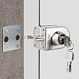 Glass Door Lock, 304 Stainless Steel Lock Heavy Duty Frameless with Keys, No Need to Drilling on Glass, Fit for 10-12mm Thick (113B), Silver