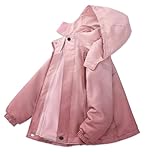 Exemaba Kids 3 in 1 Waterproof Jacket, Girls Winter Rain Coats with Detachable Fleece Lining & Hood for Walking, Hiking, Travelling(Pink, 150/9-10 Years)