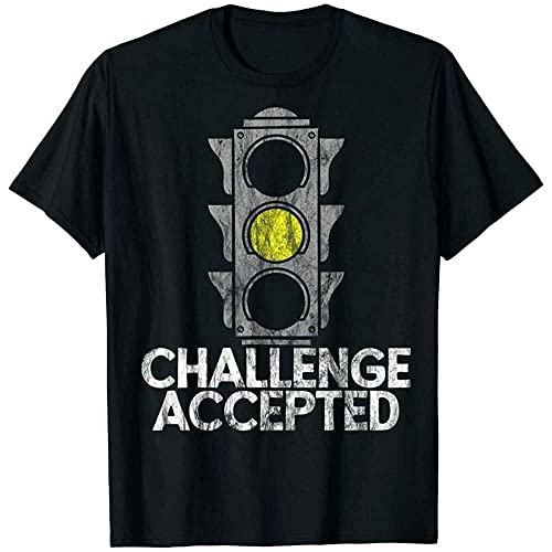Challenge accepted funny yellow traffic light stop light mens t shirt black s