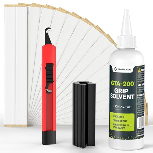 Saplize Golf Grip Value Kit – 5Oz Solvent, 15 Grip Tapes, Hook Blade &Amp; Rubber Vise Clamp For Regripping Clubs