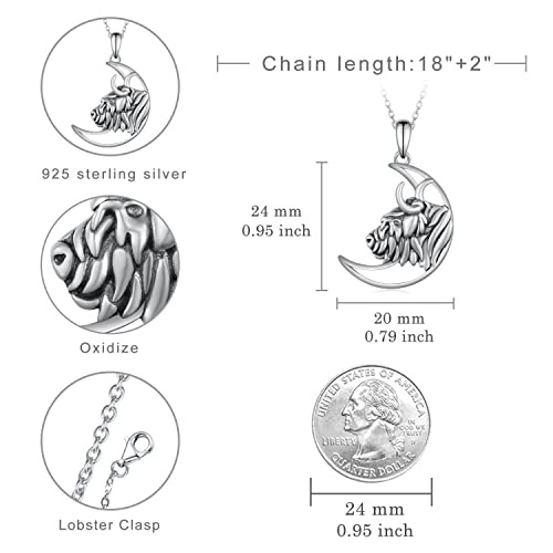 Wolf/Wolf and Girls/Raven/Highland Cow Necklace 925 Sterling Silver Necklace for Women Girls4