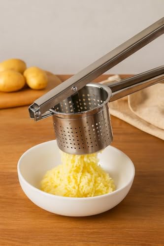 Image of Hornbills Stainless Steel Hand Press Potato Masher Heavy Duty Food Presser for Potatoes Purple Potato Pumpkin Lemon Fruit Juice Squeezer