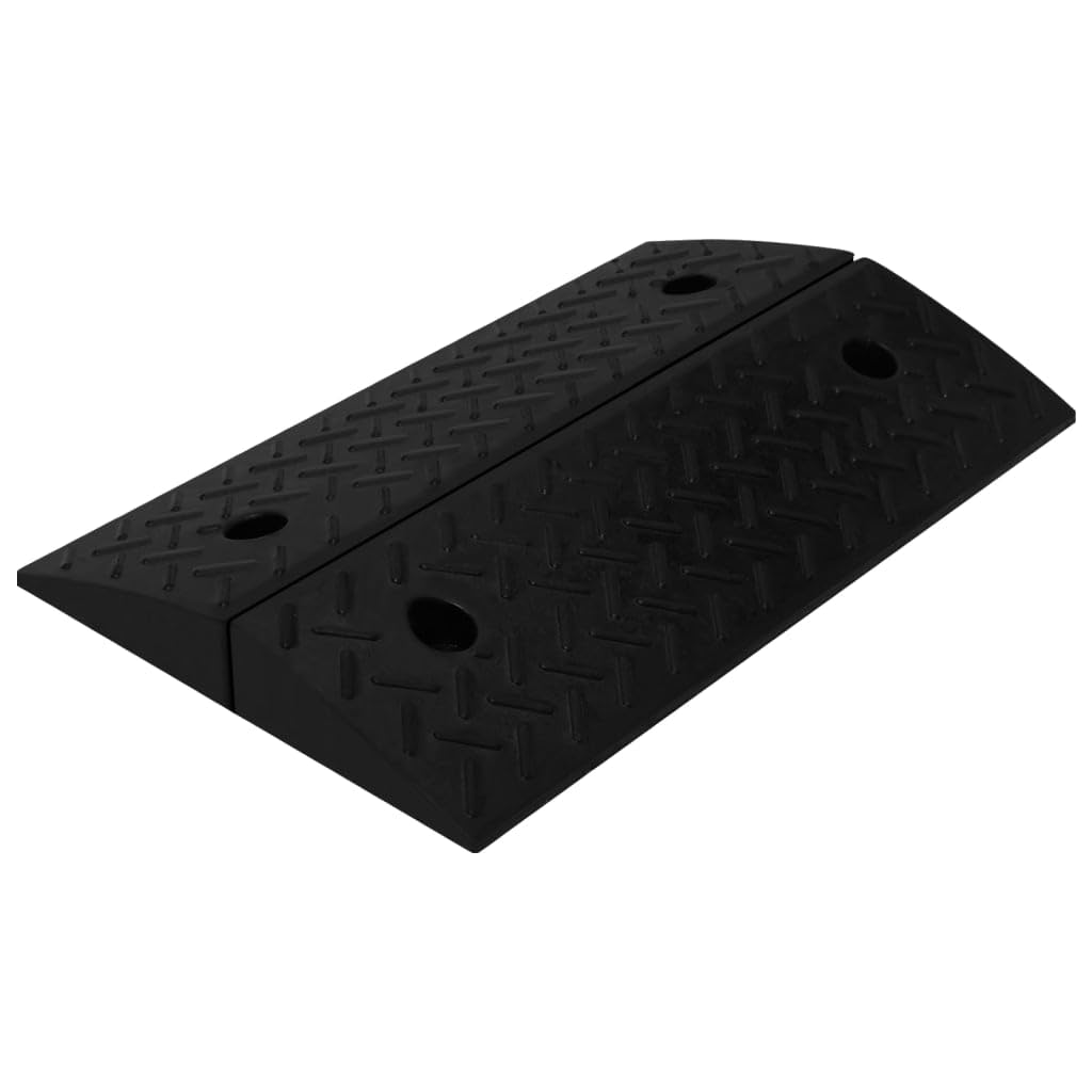 2 rampas para bordillos, 50 x 17,5 x 5 cm, goma con perfil antideslizante, 2 agujeros de montaje empotrados, capacidad de carga de 10 toneladas, para coche, silla de ruedas, cochecito y
