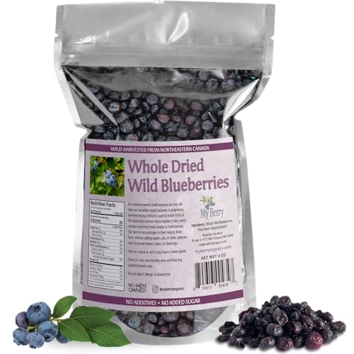 Whole Dried Wild Blueberries | No Added Sugar, Oils, Or Preservatives | Canadian Grown | 4oz