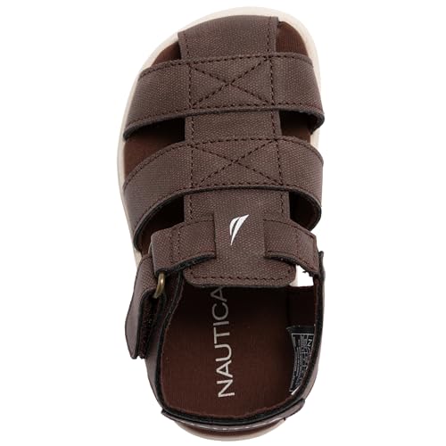 Nautica Toddler Boys Sailboat Closed Toe Adjustable Hook and Loop Outdoor Summer Fisherman Sandals Jikkel T-Chocolate, Size 11 - image 4