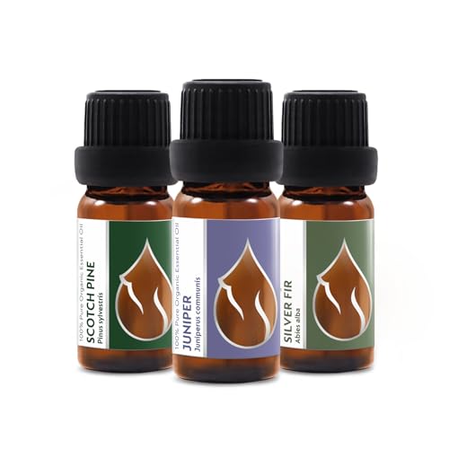 Set Oli Essenziali Biologici Magia Forestale | Pino Silvestre + Ginepro + Abete Bianco | 100% Puro e Naturale | Non Diluito | Grado Terapeutico | Fattoria a Conduzione Familiare | 3 pz x 10 ml