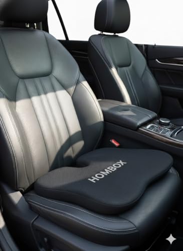 Image of HOMBOX Car Wedge Seat Cushion | Orthpedic PU Foam Cushion with Coccyx Tailbone Cutout | Relieves Hip Pain & Tailbone Pain, Lower Back Pain I Car Seat Cushion I Black