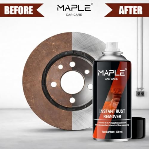 Image of MAPLE Car Care Instant Rust Remover Spray 500ml | Fast-Acting Rust Removal & Anti-Corrosion Lubricant | Cleaner Spray For Iron, Steel & Metal| Loosens Jammed Nuts, Bolts, Tools, Bike Chain & Car Parts