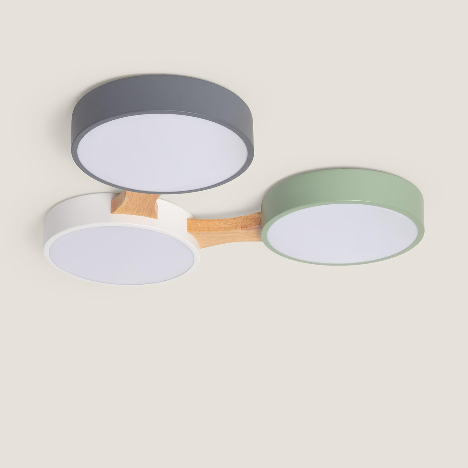 LEDKIA Plafón LED 30W Madera y Aluminio CCT Seleccionable Sams Multicolor | Ideal para Cocina, Comedor, Habitación