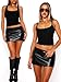OZICERD Women Faux Leather Skirt Low Rise A Line Leather Skort Mini Skirt with Shorts Going Out Rave Club Pleather Skirts Y2k Black M