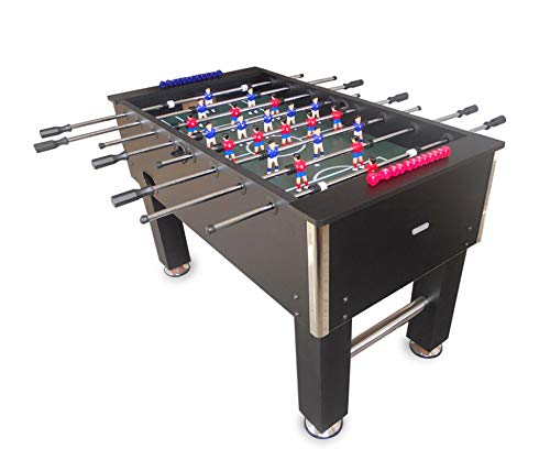Devessport - Futbolín Salón Negro con Jugadores piernas Abiertas - Gran tamaño - Barras de Metal - Mango de plástico - Medidas: 140 x 74 x 88 cm - Dispone de marcadores