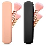 Dacitiery 2 Stücke Silikon Makeup Pinsel Halter, Pinsel Kosmetiktasche, Portable Reise Make Up Pinsel Organizer Schmink für Frauen Mädchen, Aufbewahrung Box Schminktasche(Khaki, Schwarz)