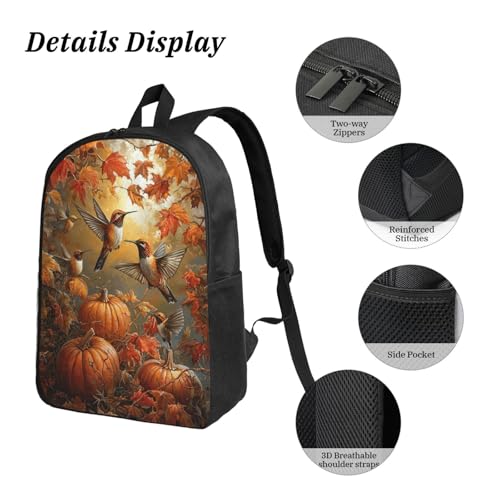 Thanksgiving Hummingbird Backpacks 3 Pcs Multifunction High capacity Travel Backpack with Fun Graphic Cartoon Print for Camping Touring4