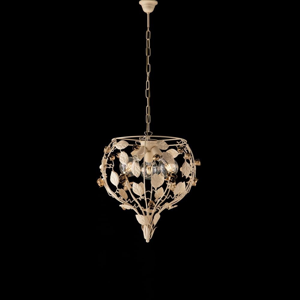 Lustre en fer laqué rustique style vintage avec trois douilles E14 - 2