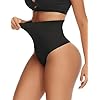 Niceuare Tummy Control Thong Shapewear for Women Seamless High Waist Body Shaper Thong Panties Comfort Underwear(Black,Medium)