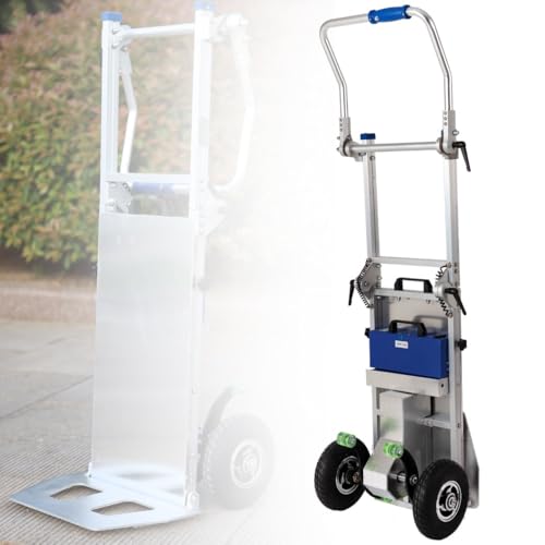 Carro eléctrico para escalera, con mango extensible, motor sin escobillas, diseño plegable, capacidad de carga de 200 kg, carrito portátil con ruedas para un fácil movimiento