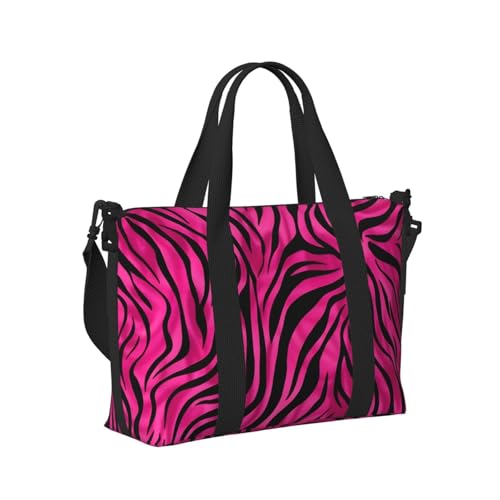 Pink Zebra Print Travel Duffel Bag Zebra Skin Carry On Tote Bag for Women Large Shoulder Weekender Overnight Bag Sports Gym Bag3