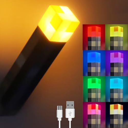 Yevheniy Light-up Wall Torch Lamp with 7-Color Change, Hand Held & Wall Mountable Table Lamps, USB Rechargeable Night Light, Costume Cosplay Bedside Lamp for Home/Office Decor