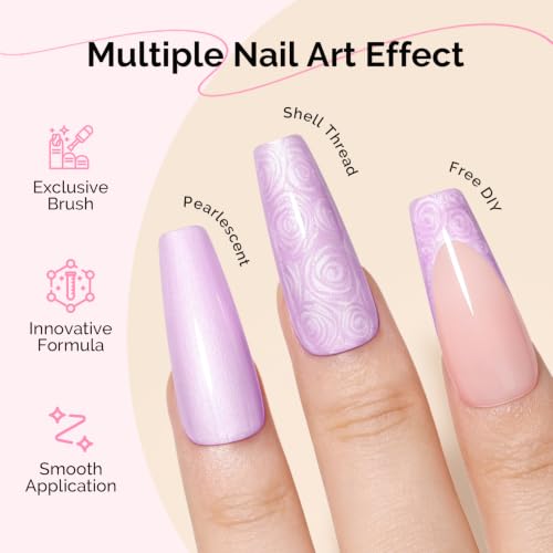 Image of MelodySusie Pastel Purple Pearl Gel Nail Polish,0.5fl oz Soak Off UV LED Drawing Shimmer Gel Polish Soak Off Swirl Shell Thread Effect Gifts for Women Nail Art Manicure Salon DIY Nail Design-A1711