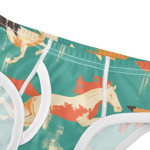 KLL Seamless Pattern Horse Flat Style Toddler Boys' Cotton Boxer Briefs Breathable Children Panties4