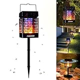 Solar Bug Zapper Outdoor Garden Flame Mosquito Zapper 3 in 1 Waterproof Flying Insect Killer lamp Hang or Stake in The Ground & Auto On/Off Pathway Decoration Lights for Garden Patio Yard