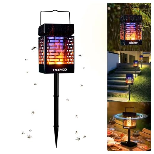 Mosquito Zapper Outdoor Solar Bug Zapper Outdoor Garden Flame Mosquito Zapper 3 in 1 Waterproof Flying Insect Killer lamp Hang or Stake in The Ground & Auto On/Off Pathway Decoration Lights